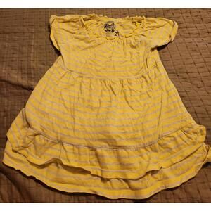 OshKosh B’gosh Girls 2T Yellow Gray Striped Ruffle Summer Dress